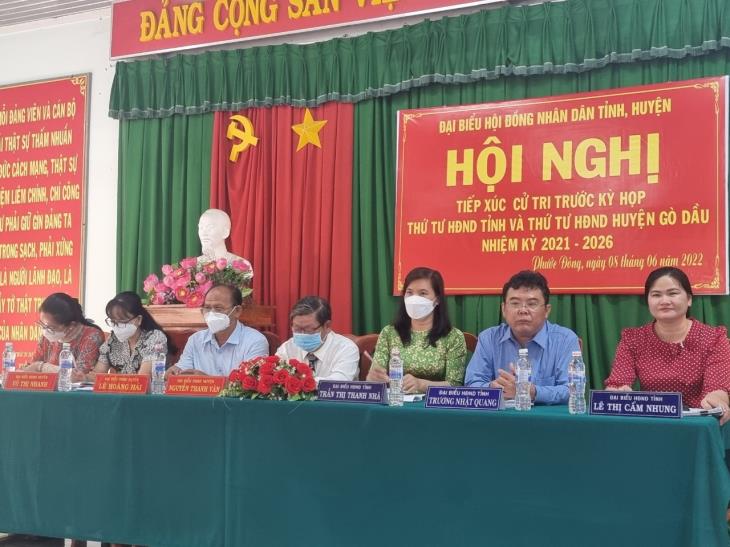 Tiếp xúc cử tri xã Phước Đông, huyện Gò Dầu trước kỳ họp thứ tư HĐND tỉnh, kỳ họp thứ tư HĐND huyện nhiệm kỳ 2021 - 2026